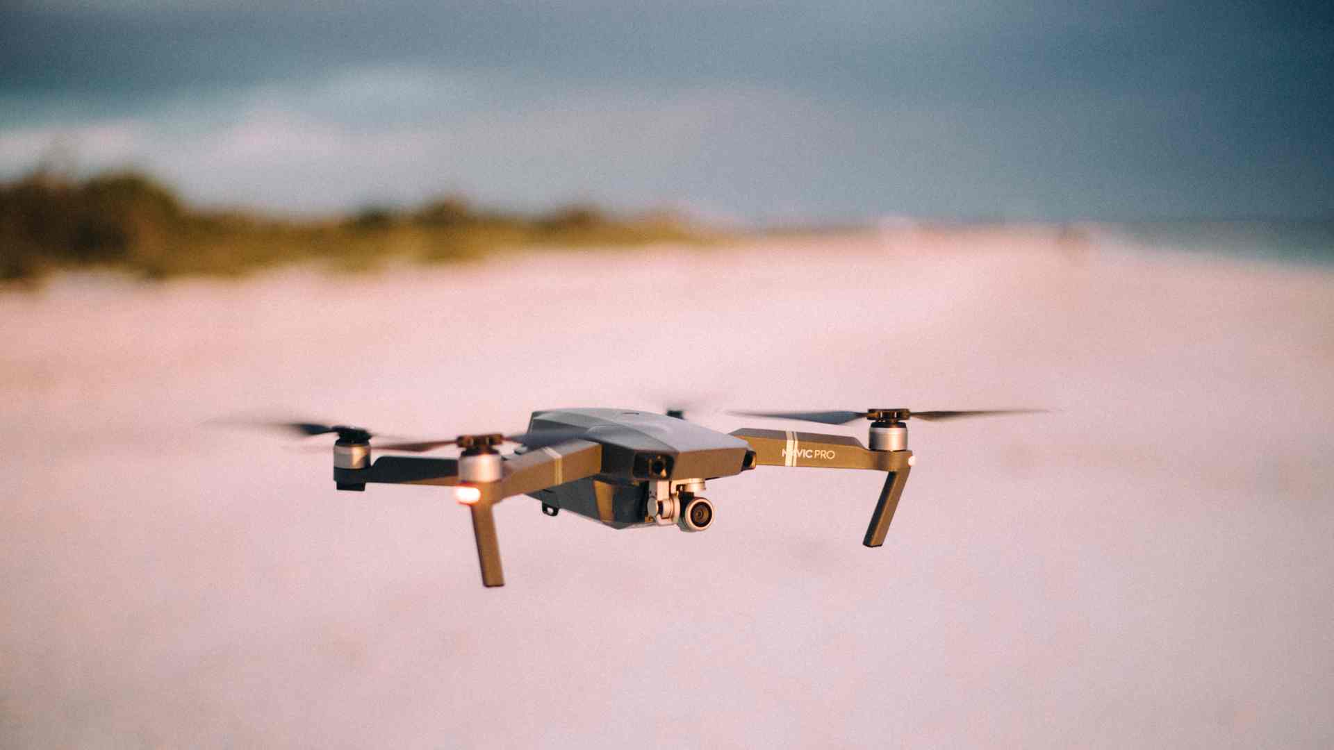 Drone over coastline for infrastructure survey
