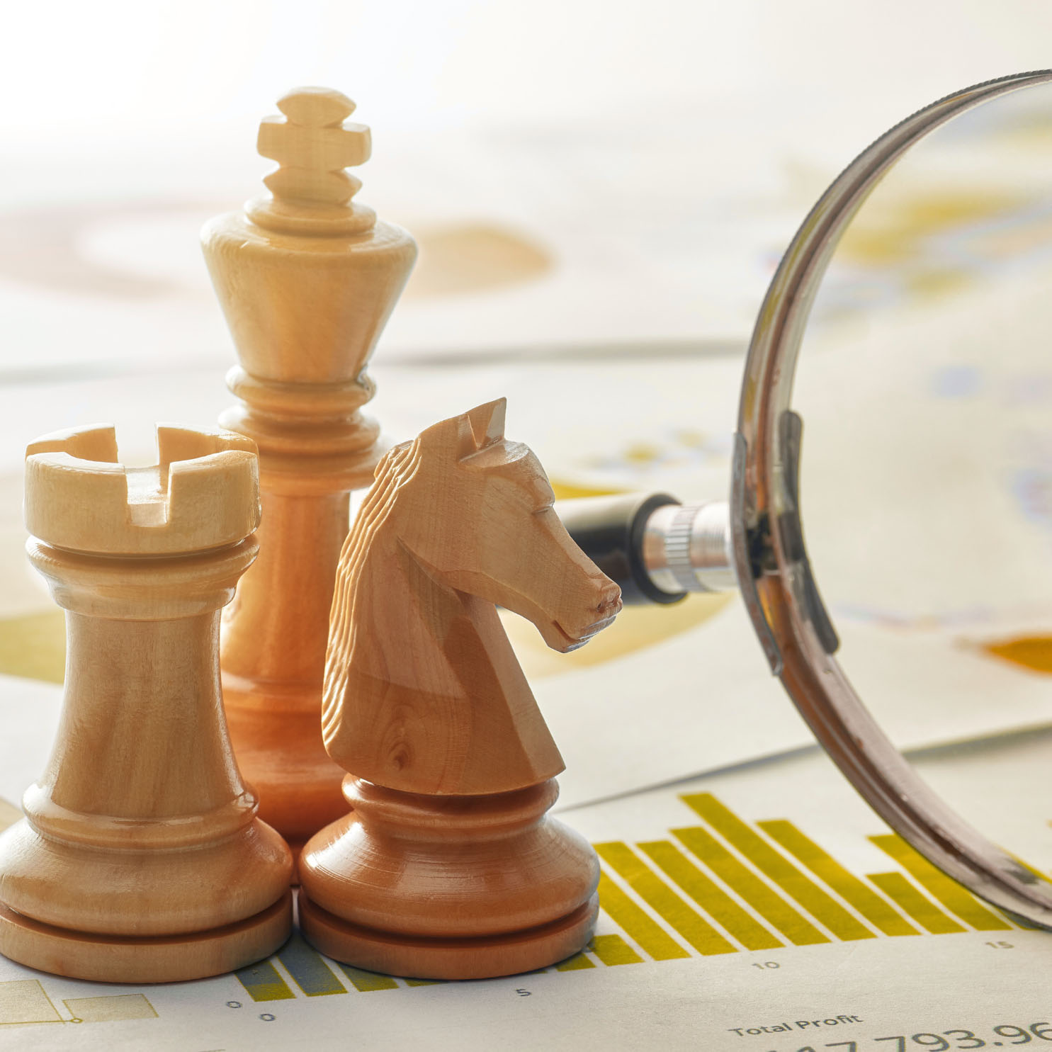 Executive team reviewing market charts